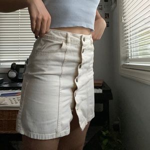 Cream M&S Button Up Jean Skirt